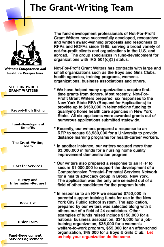 Grant writing health services